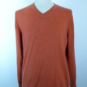 KINROSS orange v neck Cashmere sweater L